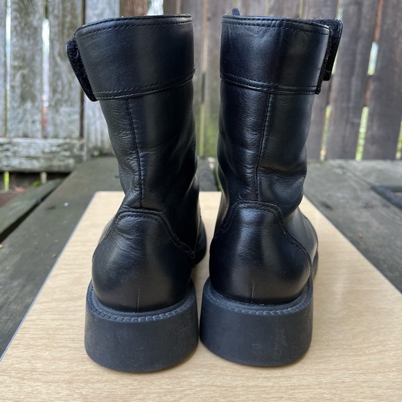 Dockers Wm’s Black Leather Lace up With Velcro Top Strap Combat Boots Sz 8.5 M - Picture 5 of 15